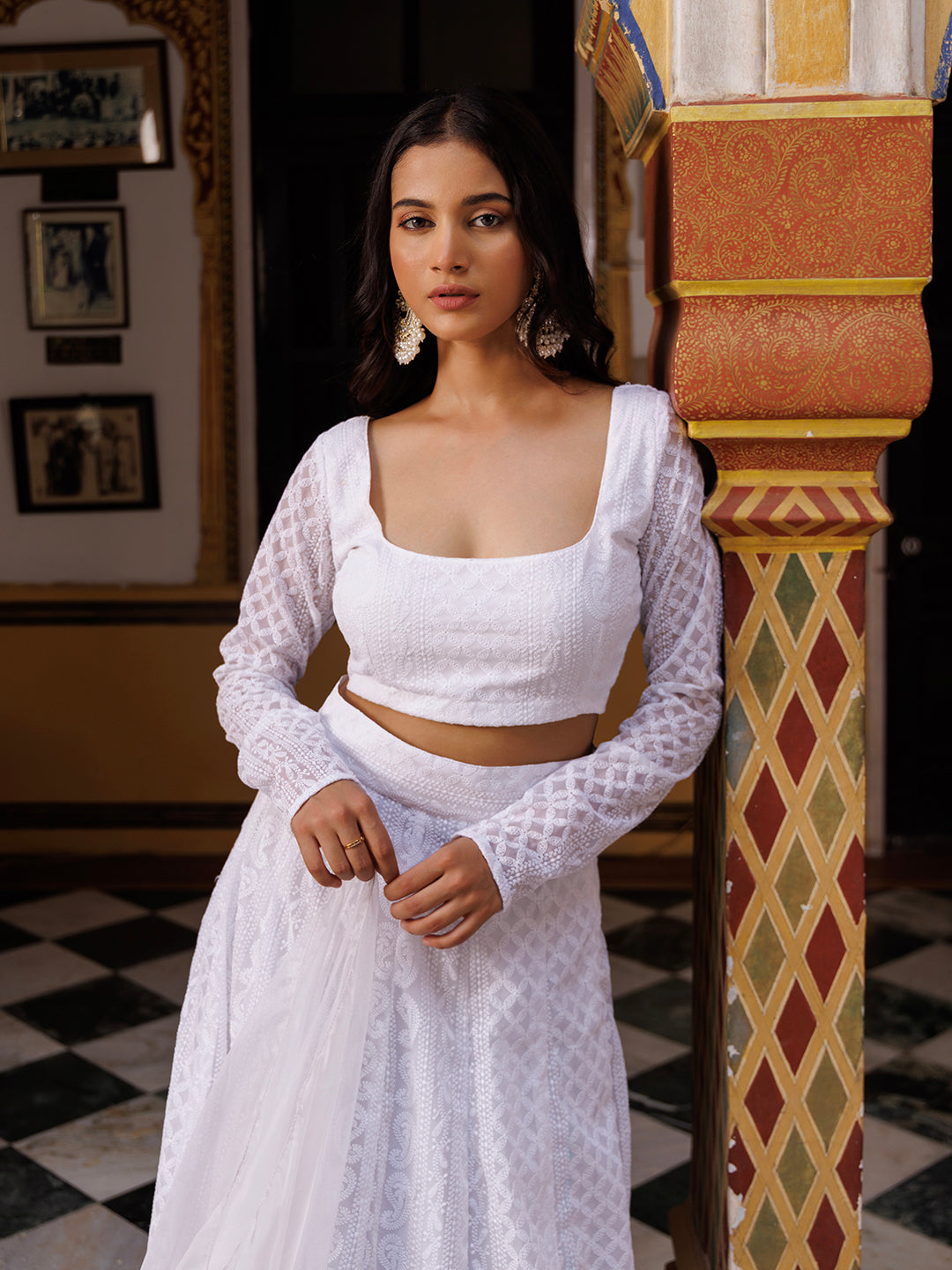 Lucent White Chikankari Lehenga Set - By Ragavi - qivii