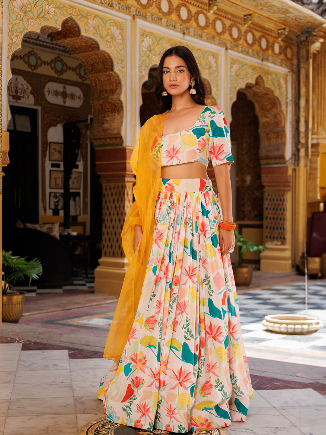Multicolor Printed lehnga set - By Ragavi - qivii