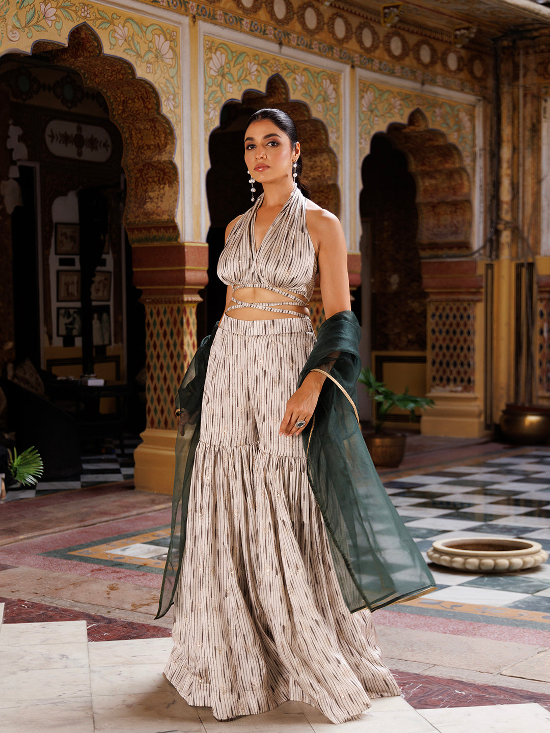 Northern Droplet Grey Green Co- Ord Set - By Ragavi - qivii