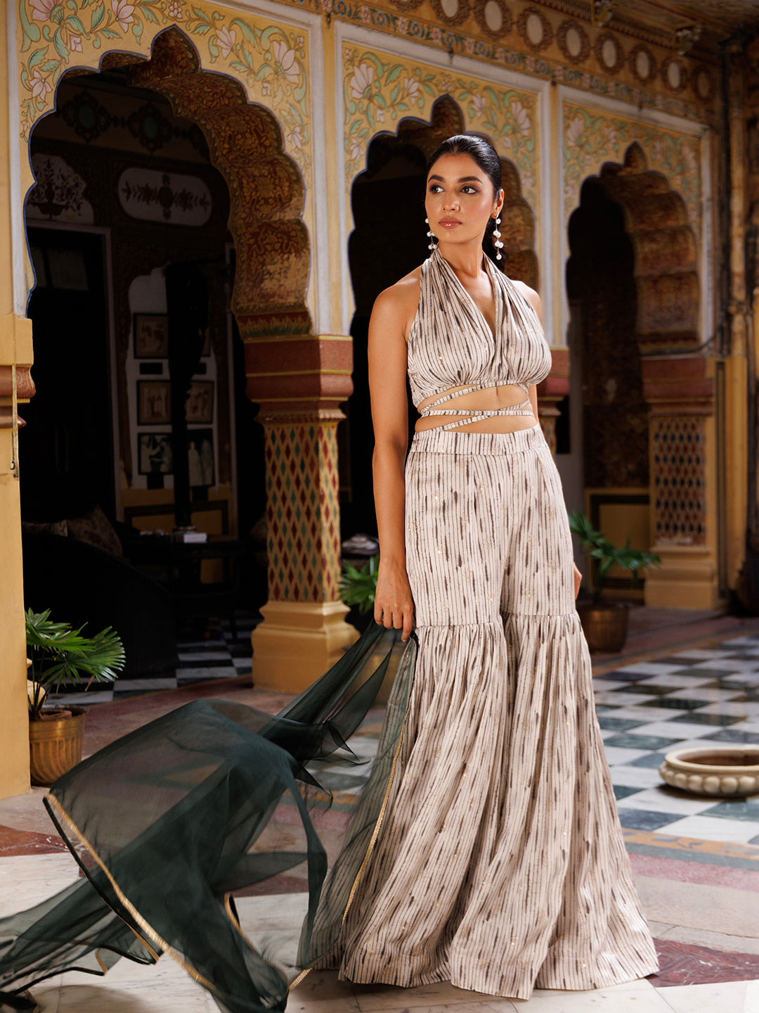 Northern Droplet Grey Green Co- Ord Set - By Ragavi - qivii