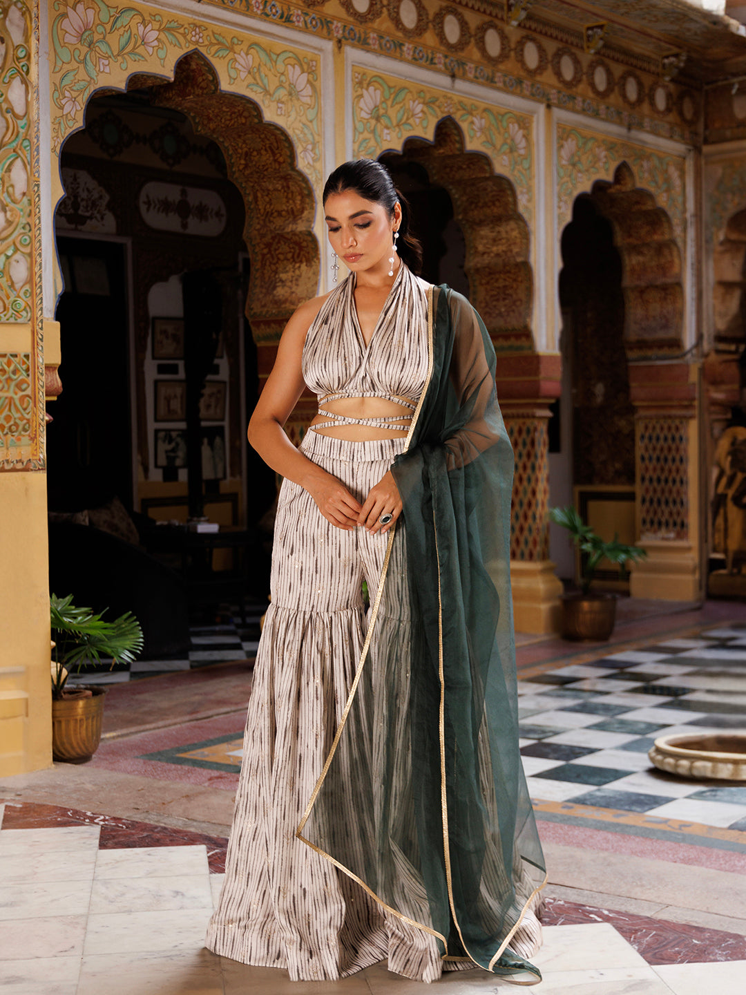 Northern Droplet Grey Green Co- Ord Set - By Ragavi - qivii