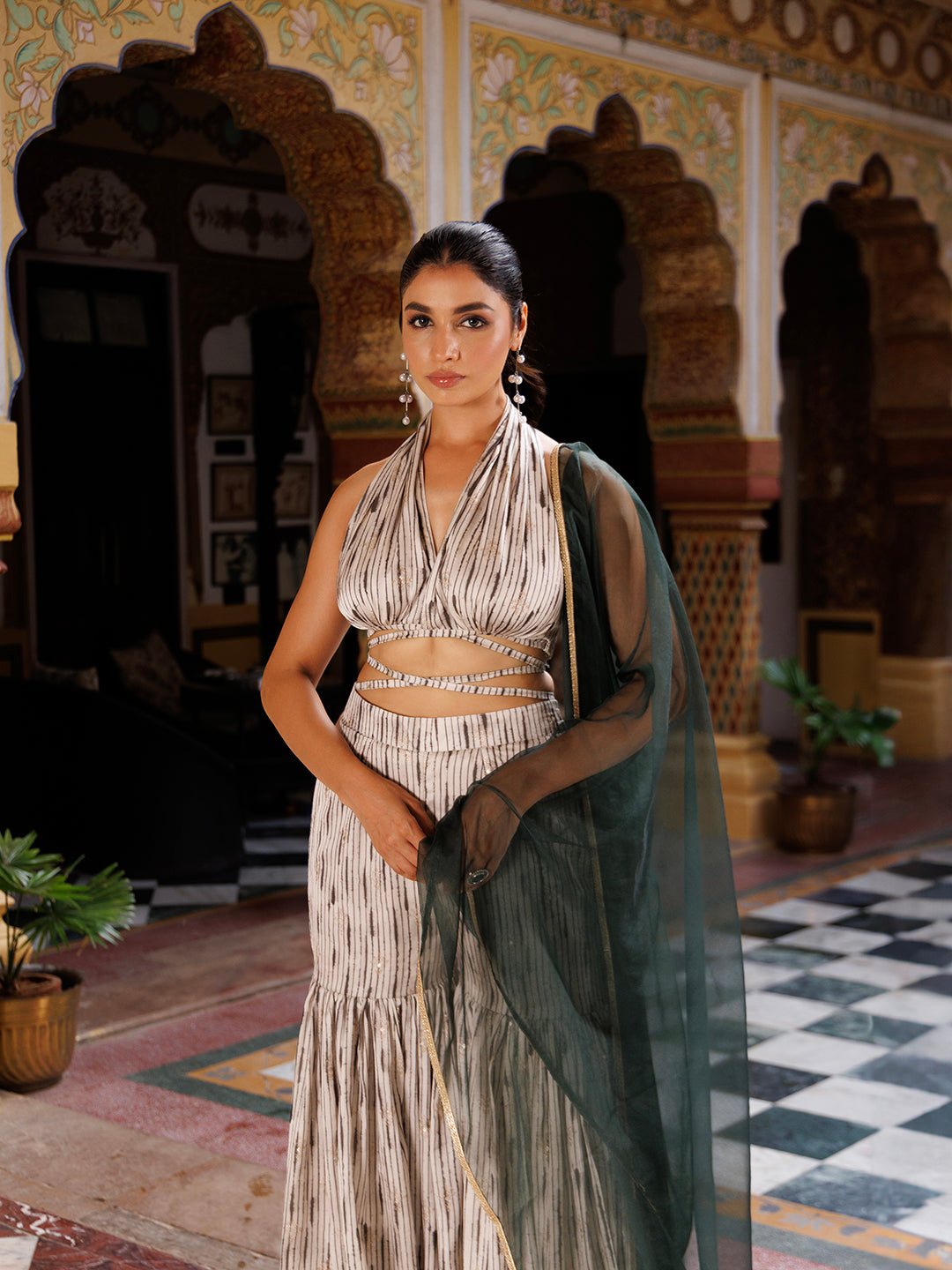 Northern Droplet Grey Green Co- Ord Set - By Ragavi - qivii