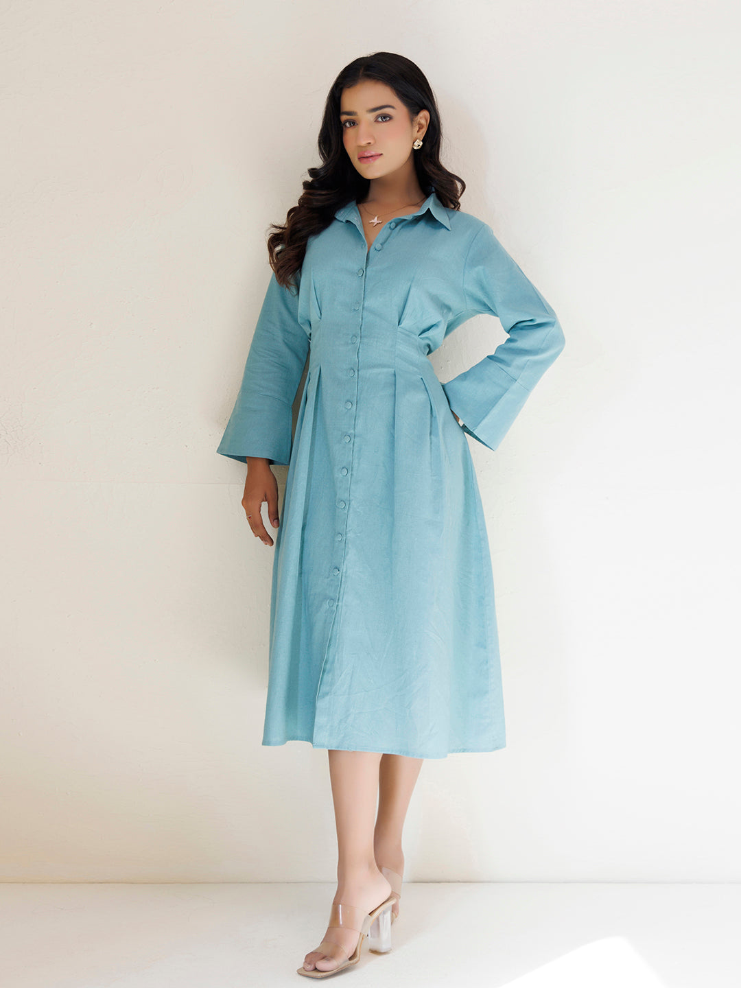 Asher Blue Midi Dress - By Ragavi - qivii