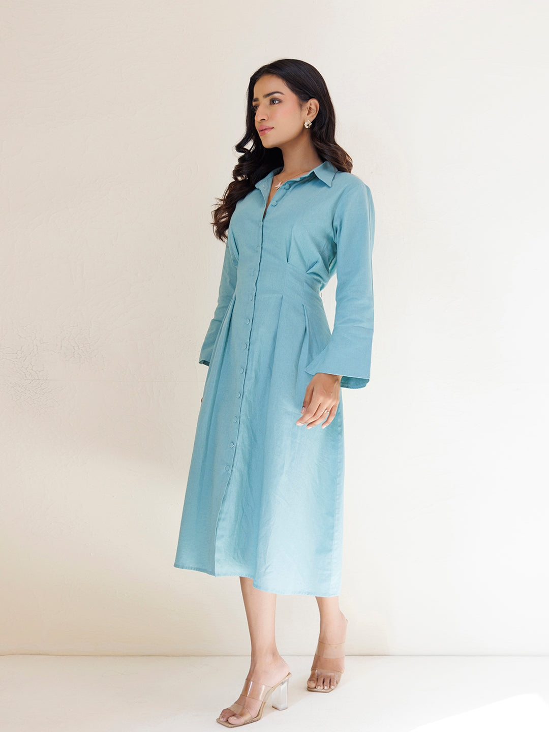 Asher Blue Midi Dress - By Ragavi - qivii