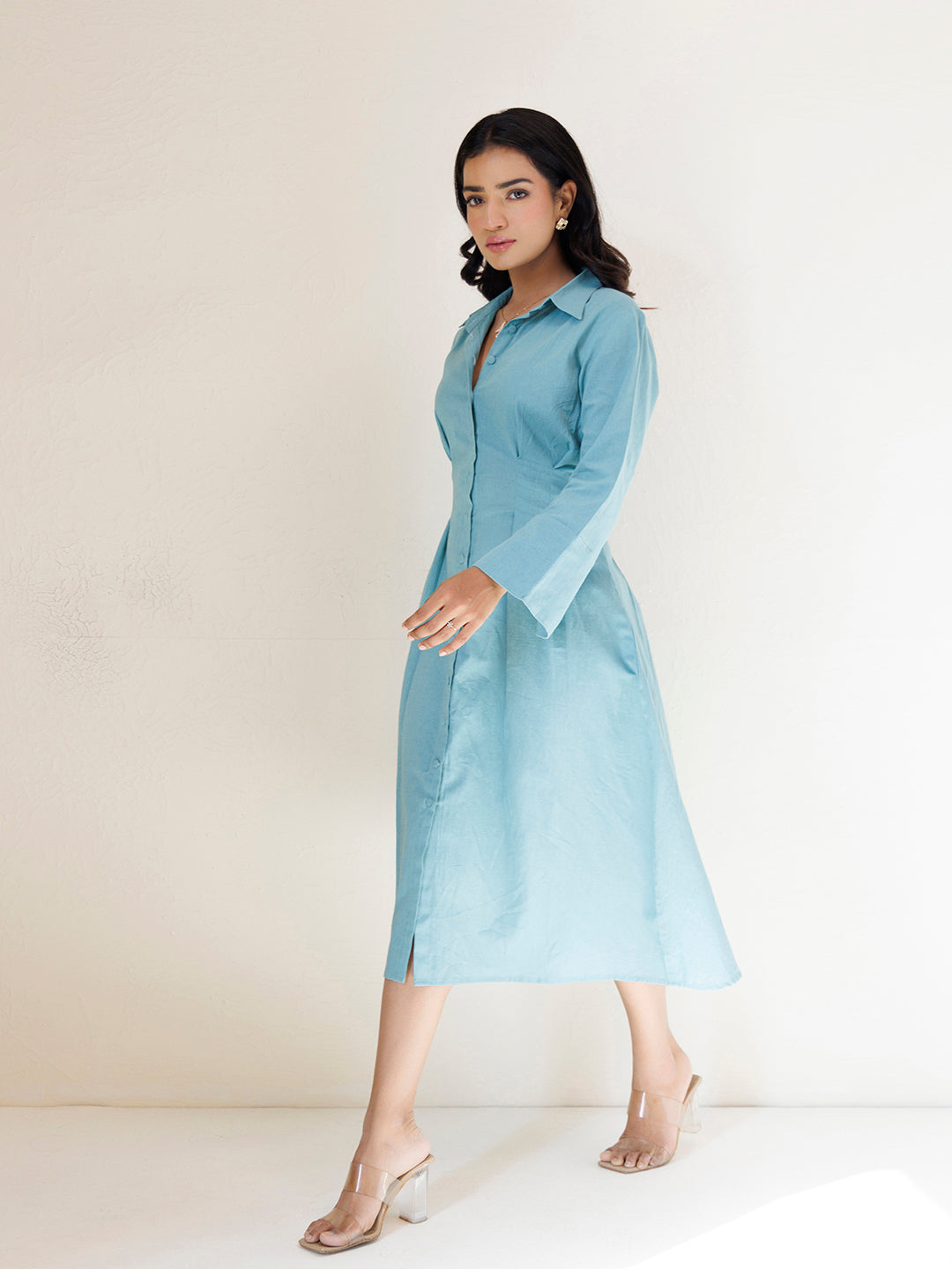 Asher Blue Midi Dress - By Ragavi - qivii