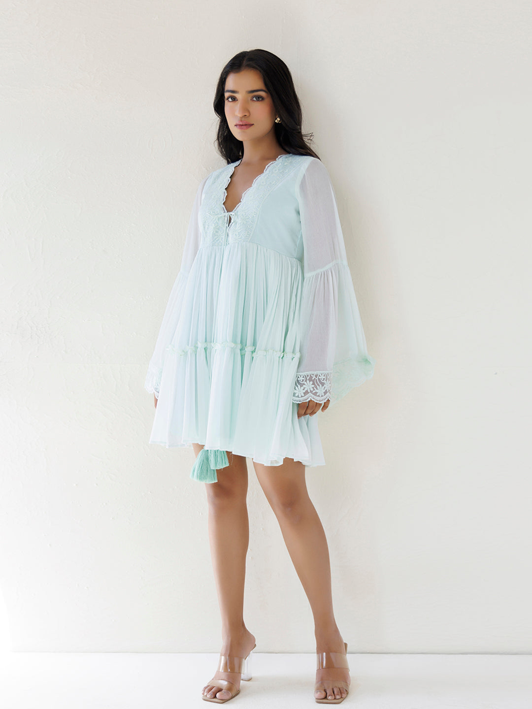 Blue Flox Chiffon Dress - By Ragavi - qivii