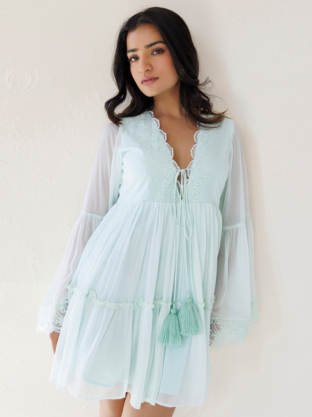 Blue Flox Chiffon Dress - By Ragavi - qivii