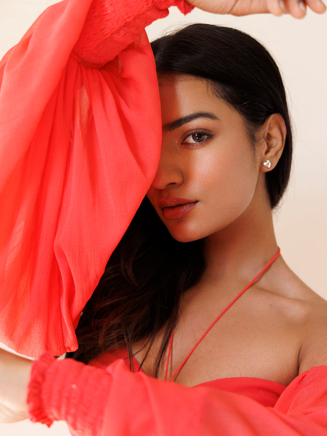 Peony Coral Chiffon Dress