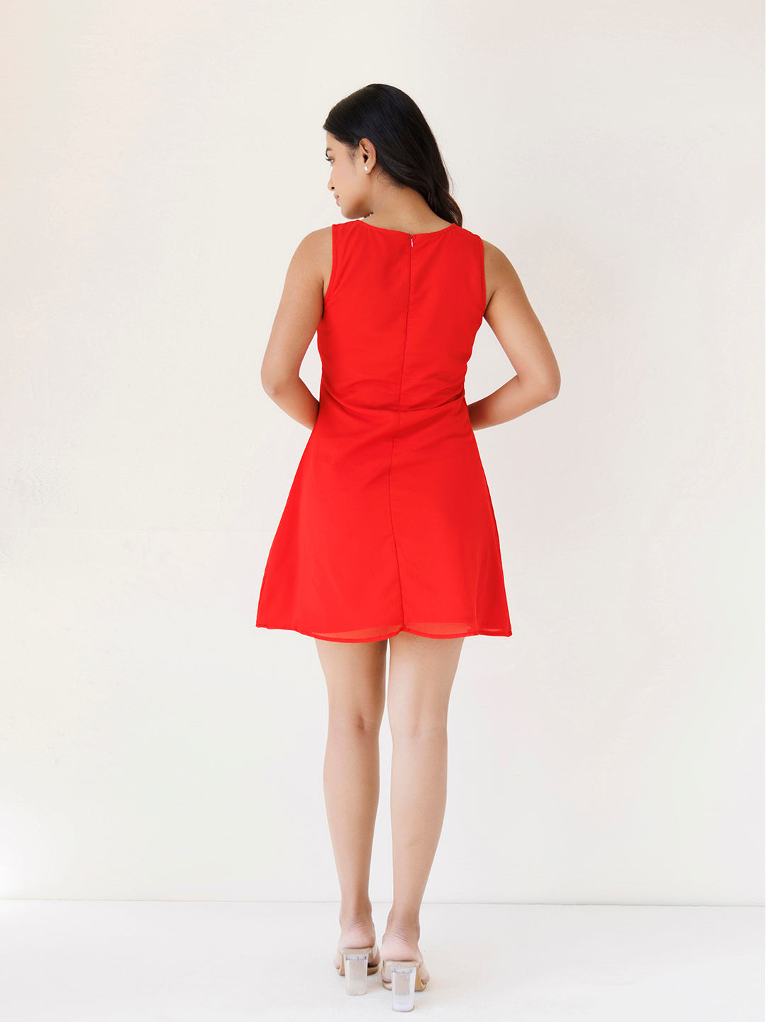 Cardinal Red Heart Chiffon Dress - By Ragavi - qivii