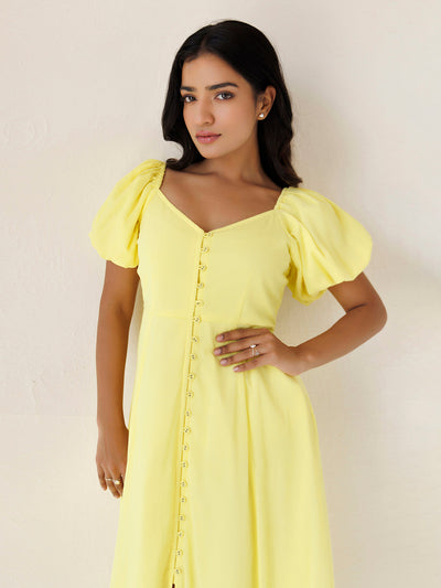 Yellow Paper Daisy Chiffon Midi Dress by ragavi
