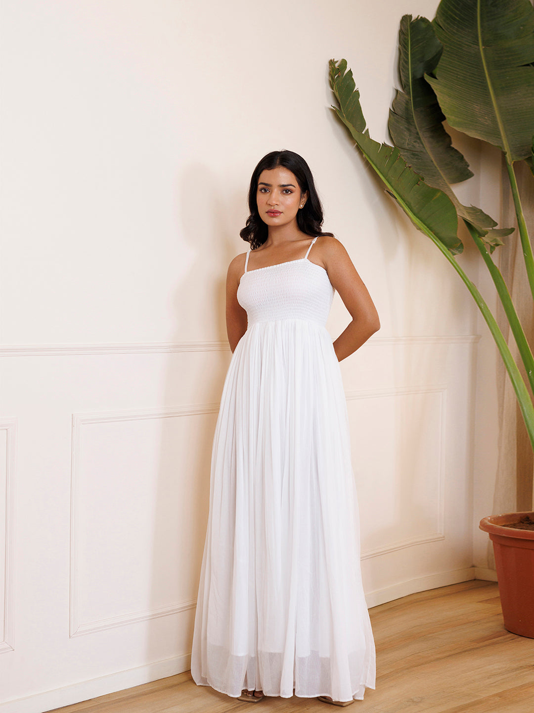 Snowball White Chiffon Dress - By Ragavi - qivii