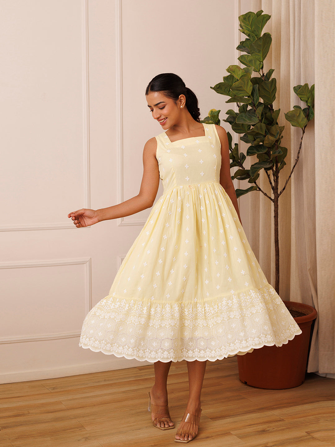 Daffodil Yellow Cotton Dress - By Ragavi - qivii