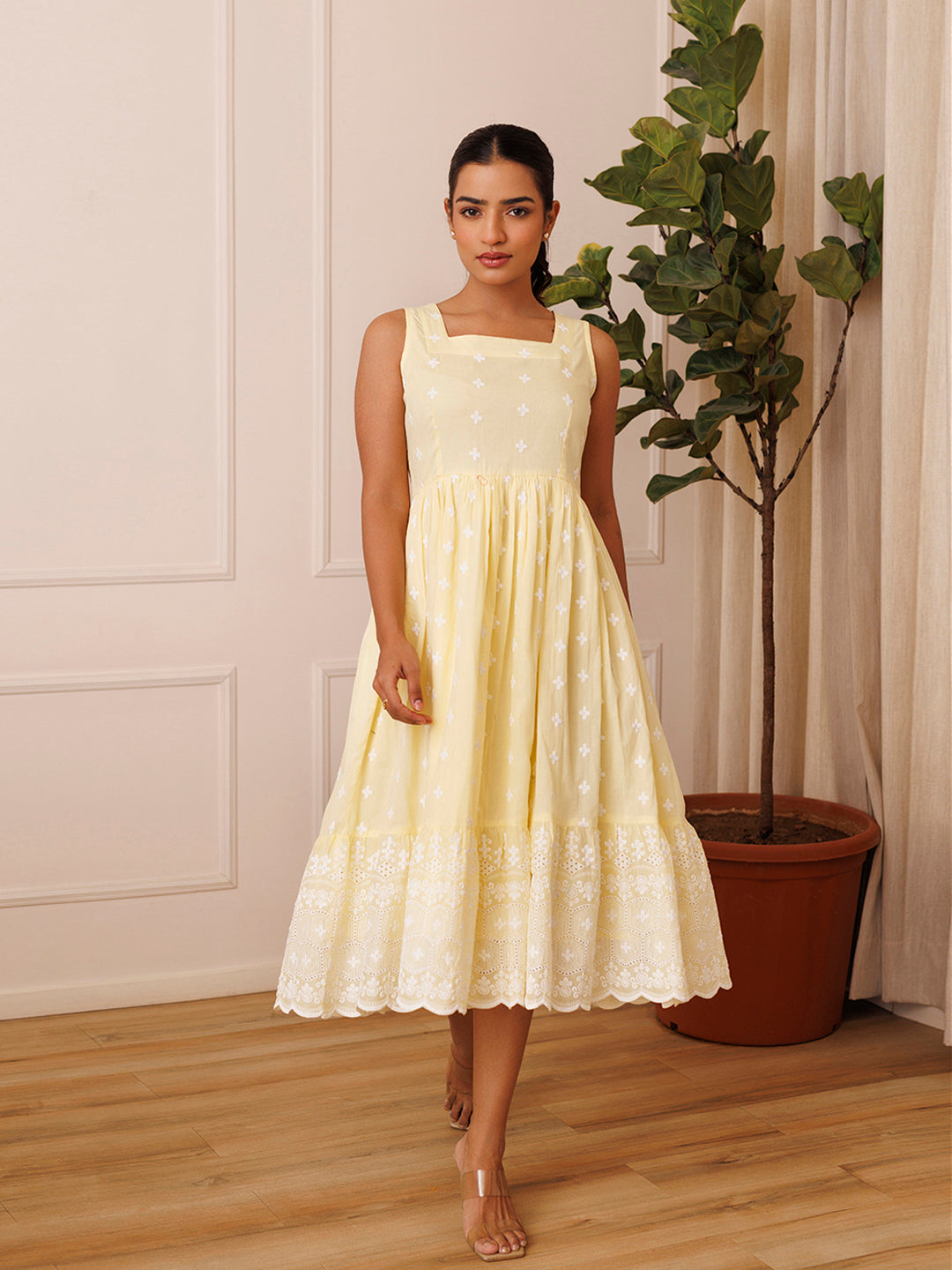 Daffodil Yellow Cotton Dress - By Ragavi - qivii
