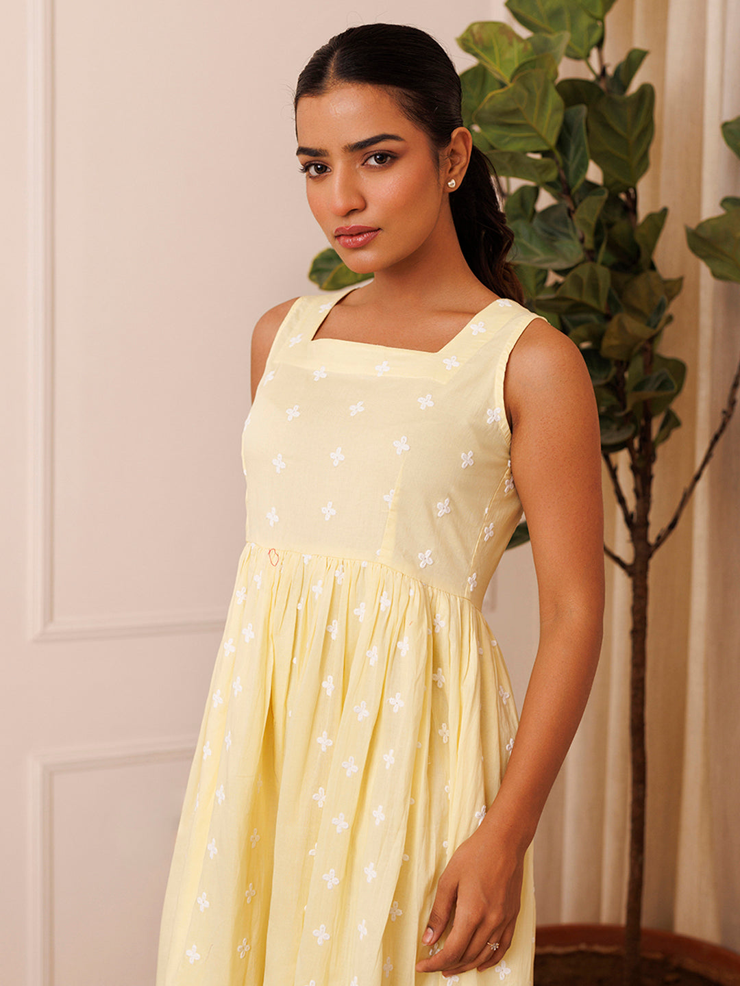 Daffodil Yellow Cotton Dress - By Ragavi - qivii
