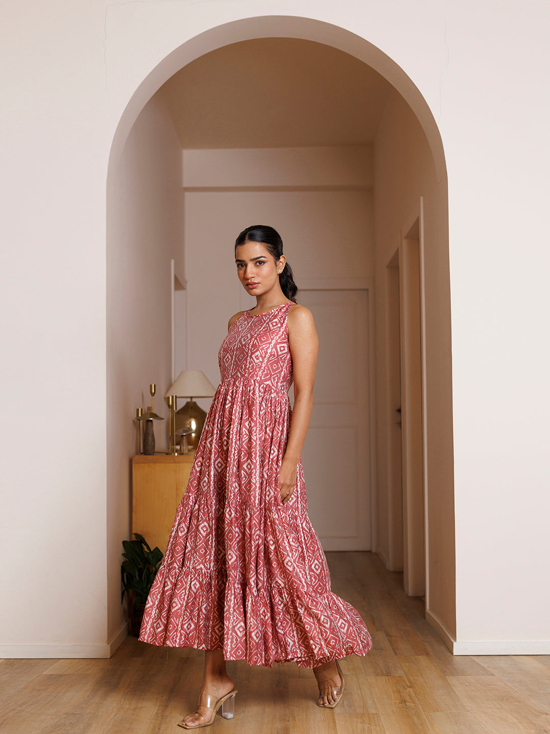 Buckeye Belle Pink Printed Chanderi Dress - By Ragavi - qivii