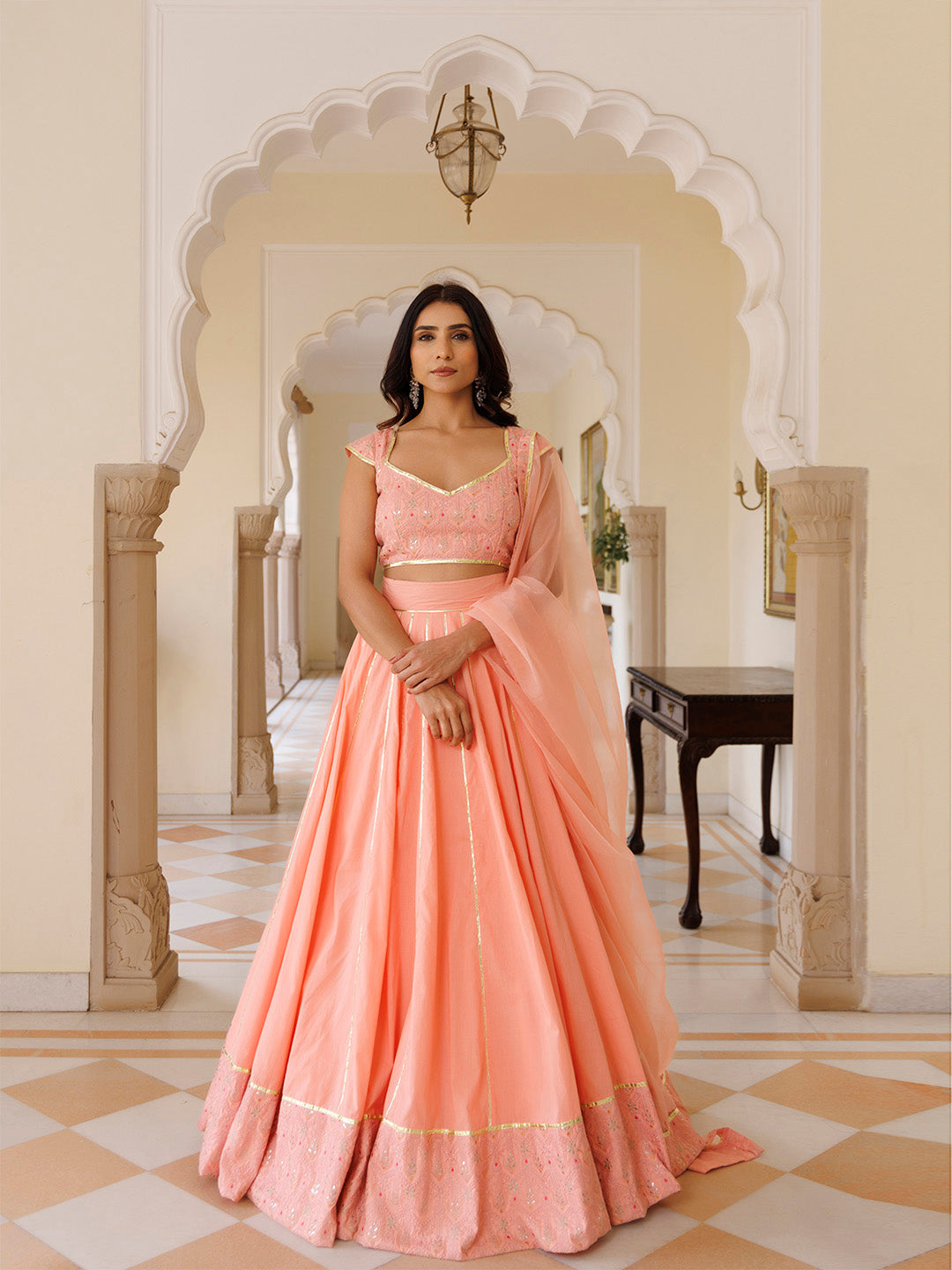 English Rose Cotton Embroidered Lehenga Set - By Ragavi - qivii