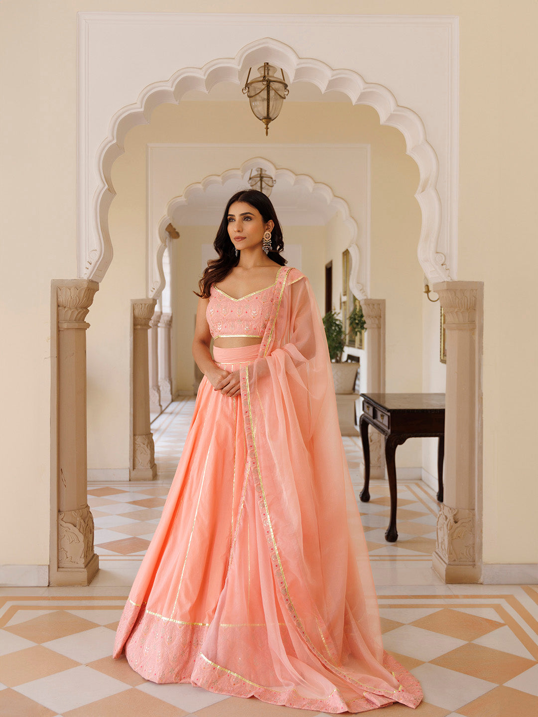 English Rose Cotton Embroidered Lehenga Set - By Ragavi - qivii