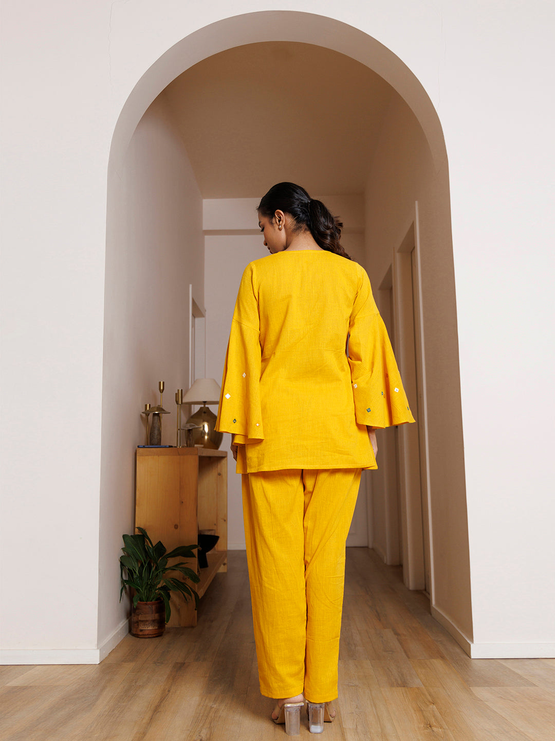 Azalea Yellow Embroidered Co- Ord Set - By Ragavi - qivii