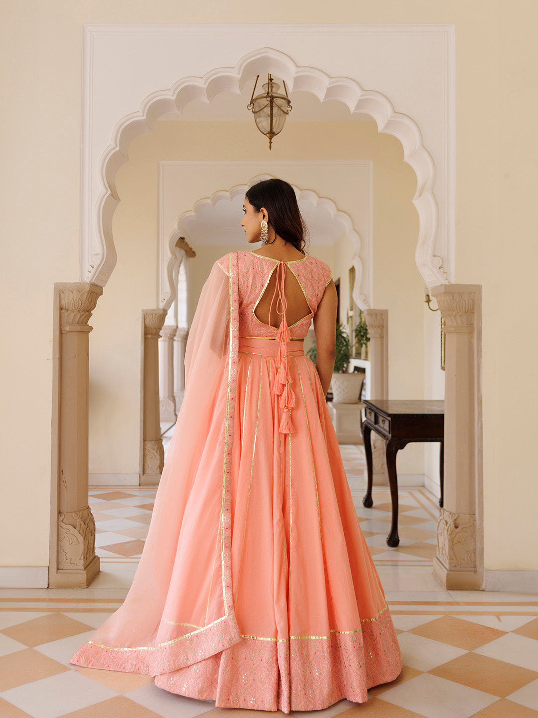 English Rose Cotton Embroidered Lehenga Set - By Ragavi - qivii