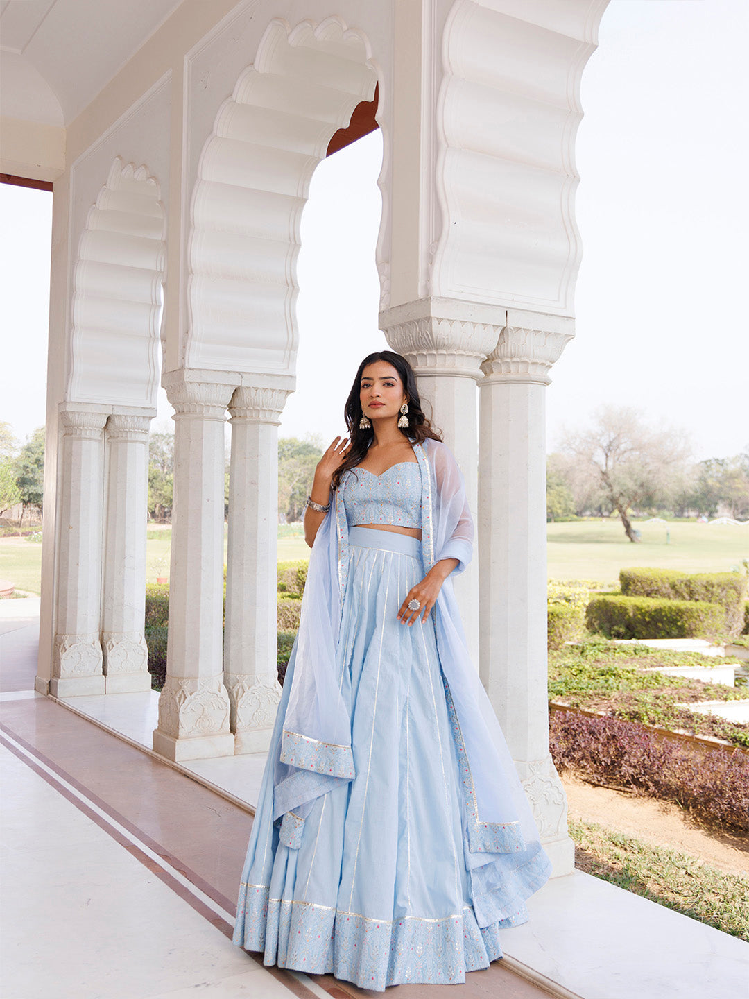 Ice Water Embroidery Cotton Lehenga Set - By Ragavi - qivii