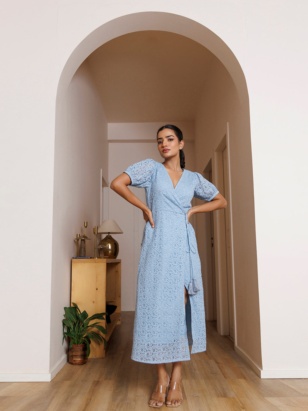 Butterfly Pea Blue Cotton Net Dress - By Ragavi - qivii