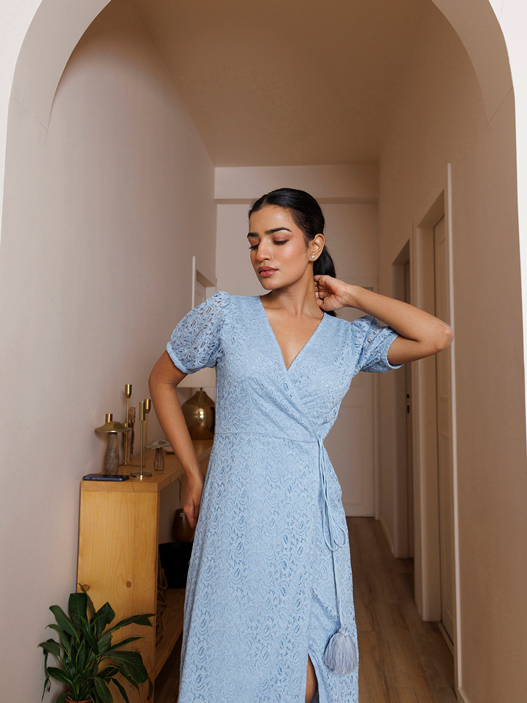 Butterfly Pea Blue Cotton Net Dress - By Ragavi - qivii