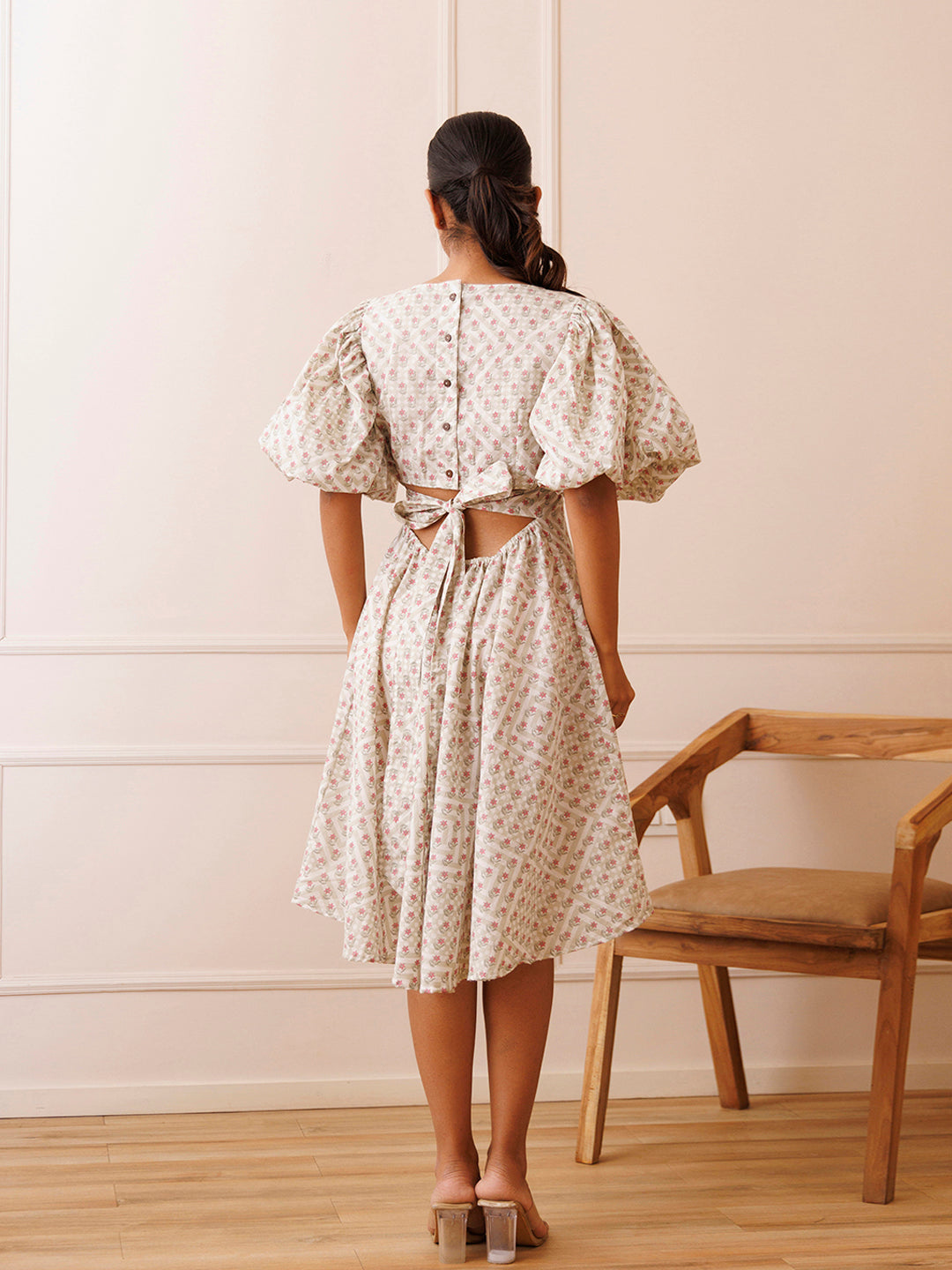 Dahlia White Cotton Printed Dress - By Ragavi - qivii