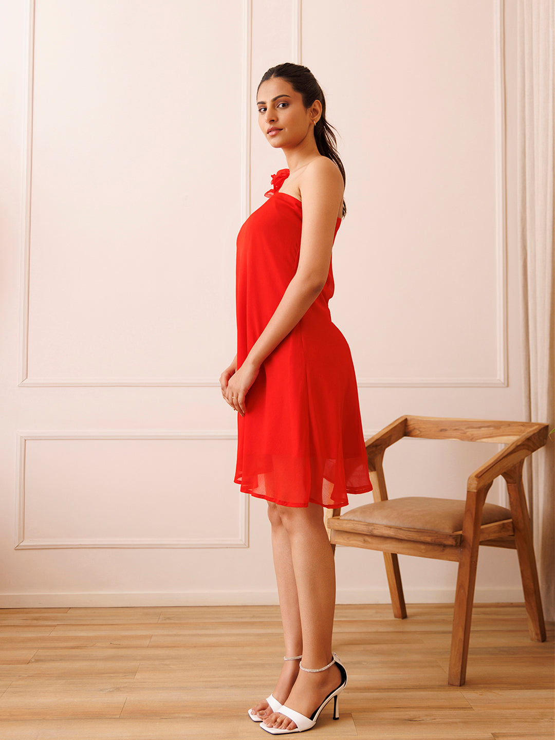 Anthurium Red Chiffon Dress - By Ragavi - qivii