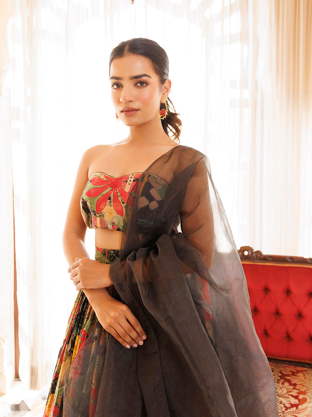 Black Gables Printed Cotton Lehenga Set - By Ragavi - qivii