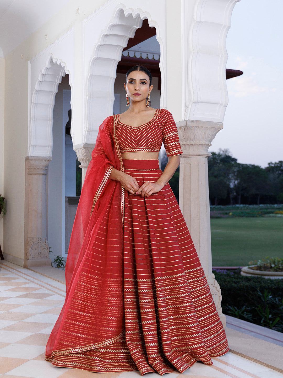 Merlot Red Cotton Lehenga Set - By Ragavi - qivii