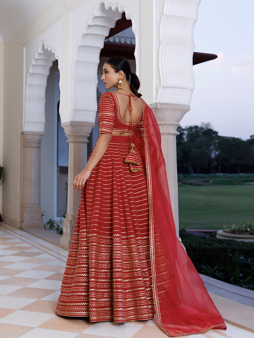 Merlot Red Cotton Lehenga Set - By Ragavi - qivii