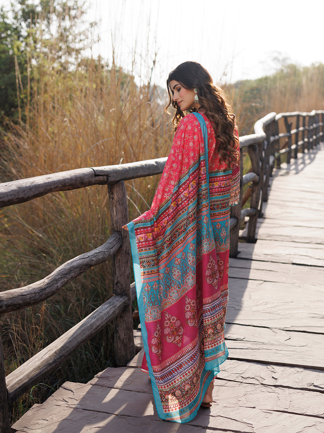 Persimmon Pink Muslin Kurta Set - By Ragavi - qivii