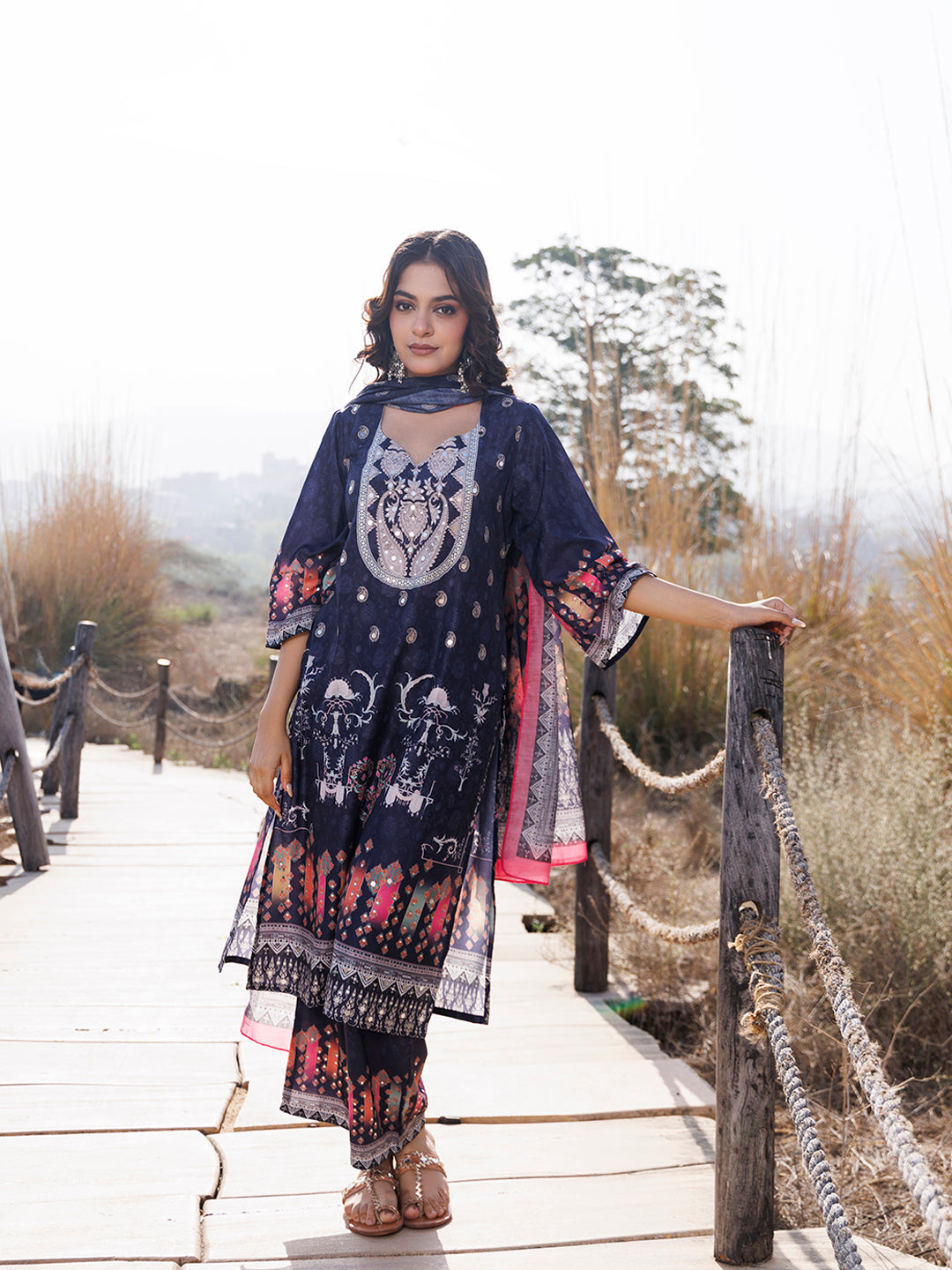 Nautical Blue Muslin Kurta Set - By Ragavi - qivii