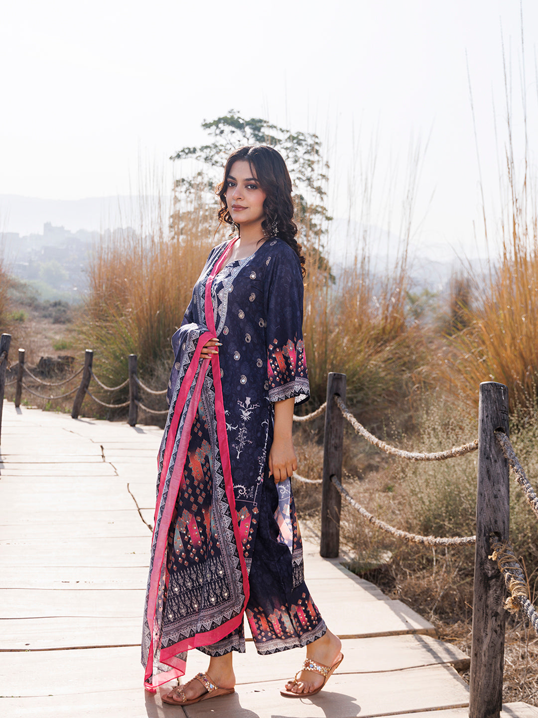 Nautical Blue Muslin Kurta Set - By Ragavi - qivii