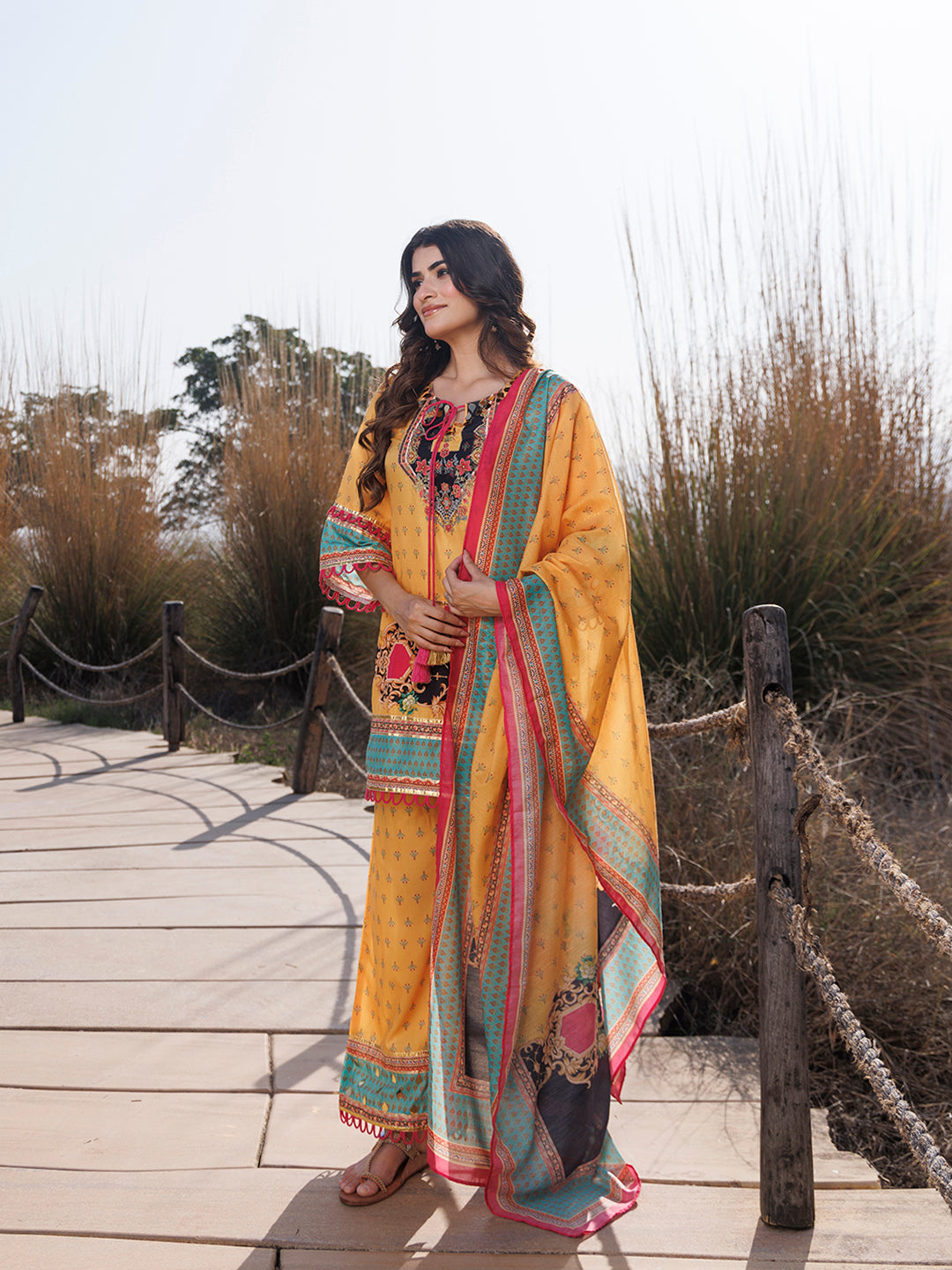 Sunstruck Yellow Muslin Kurta Set - By Ragavi - qivii