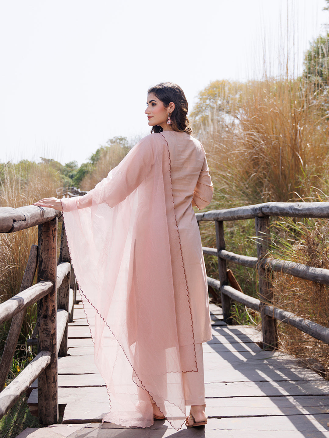 Mother Of Pearl Beige Cotton Embroidered Suit Set - By Ragavi - qivii