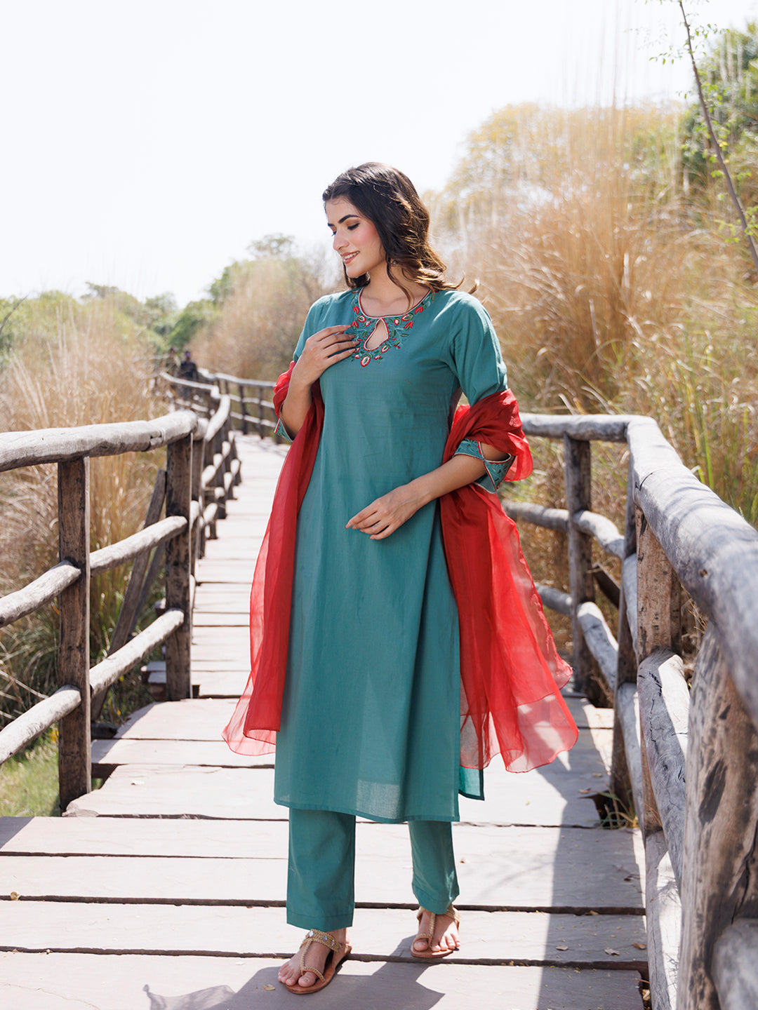 Pine Green Cotton Suit Set - By Ragavi - qivii