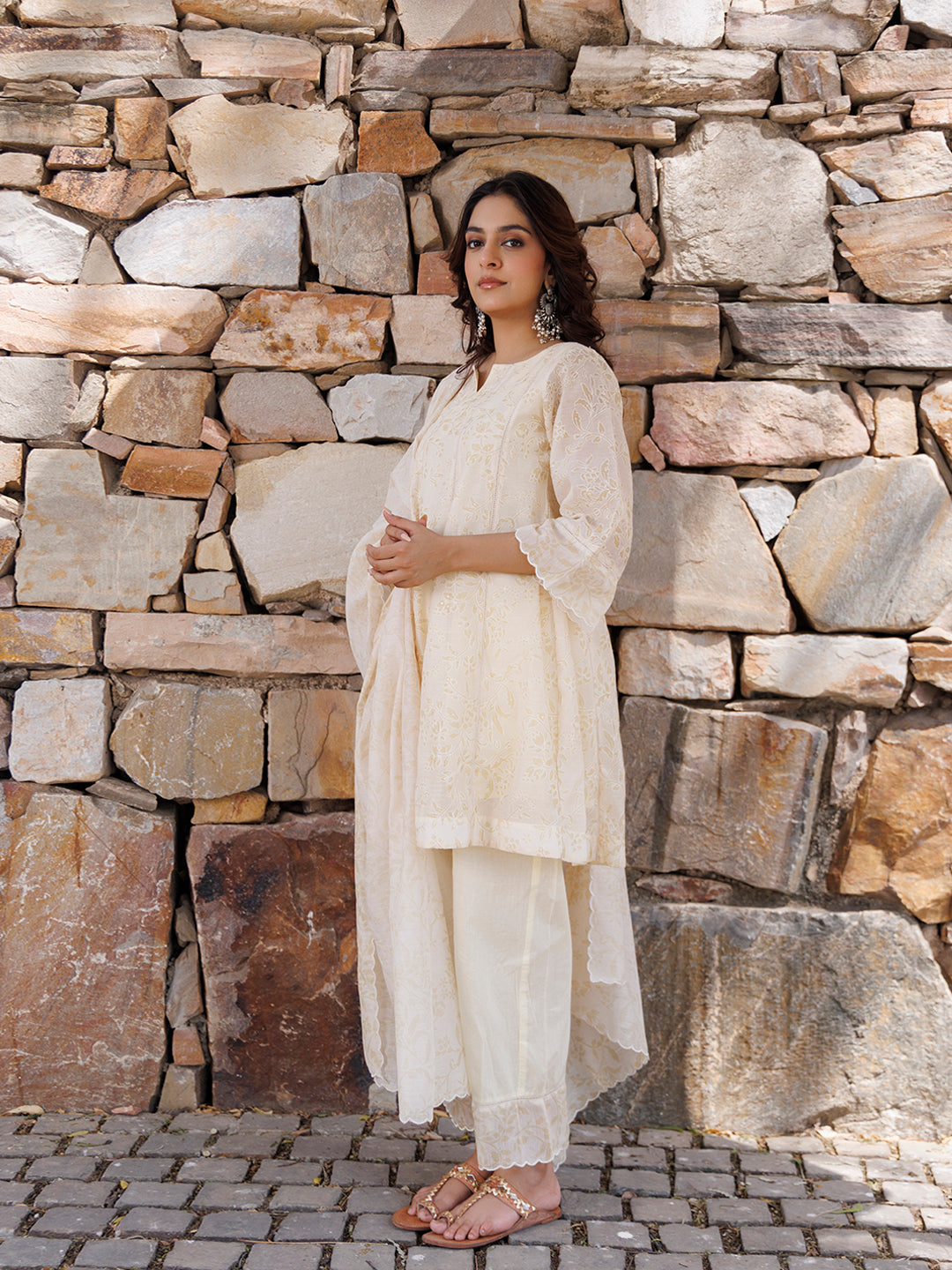 Butter Yellow Chanderi Suit Set - By Ragavi - qivii