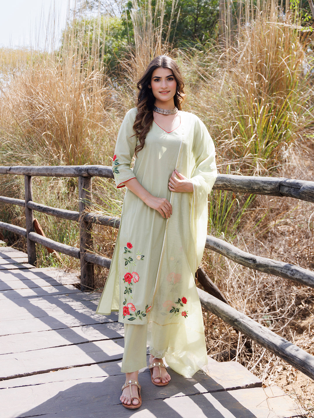 Tea Green Cotton Suit Set - By Ragavi - qivii