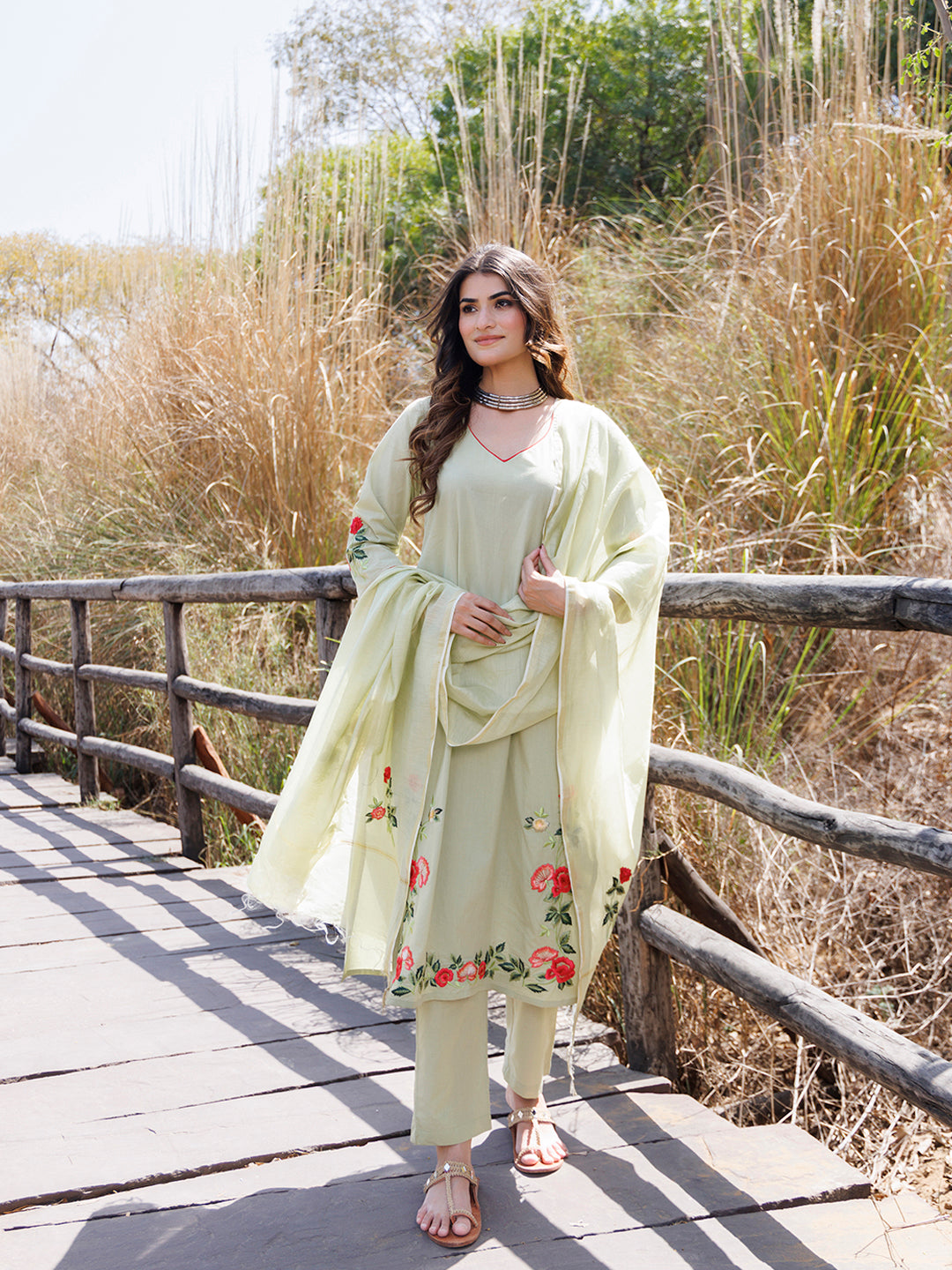 Tea Green Cotton Suit Set - By Ragavi - qivii