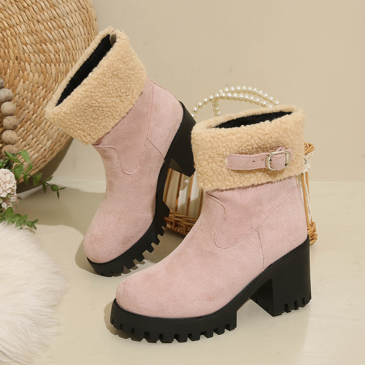 Women's Plush Fleece Lined Snow Boots - Chunky Heel Ankle Winter Fashion Boots (US 4-10)