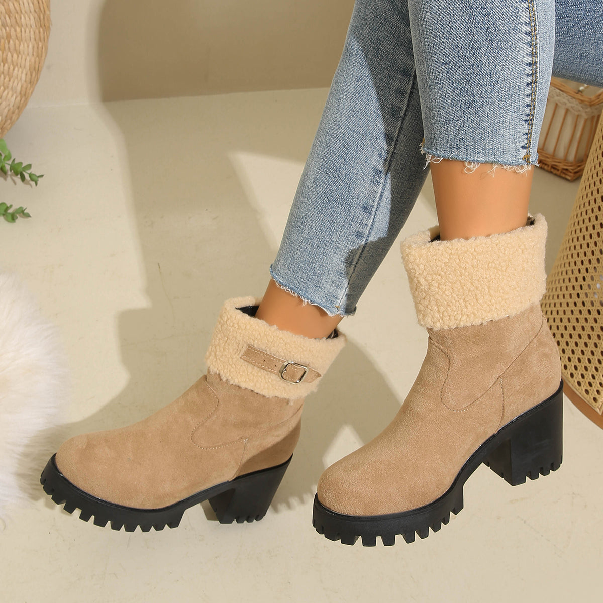 Women's Plush Fleece Lined Snow Boots - Chunky Heel Ankle Winter Fashion Boots (US 4-10)