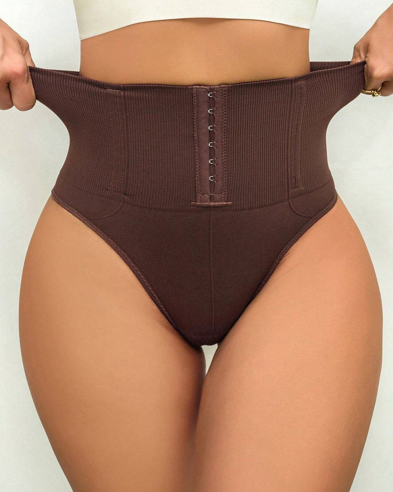 High Waist Seamless Single Breasted Shaping Thong Tummy Control Shapewear Panties - By Qivii