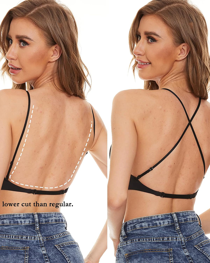 Women's Backless Bra Wire-Free U-Shaped Low Back - By Qivii