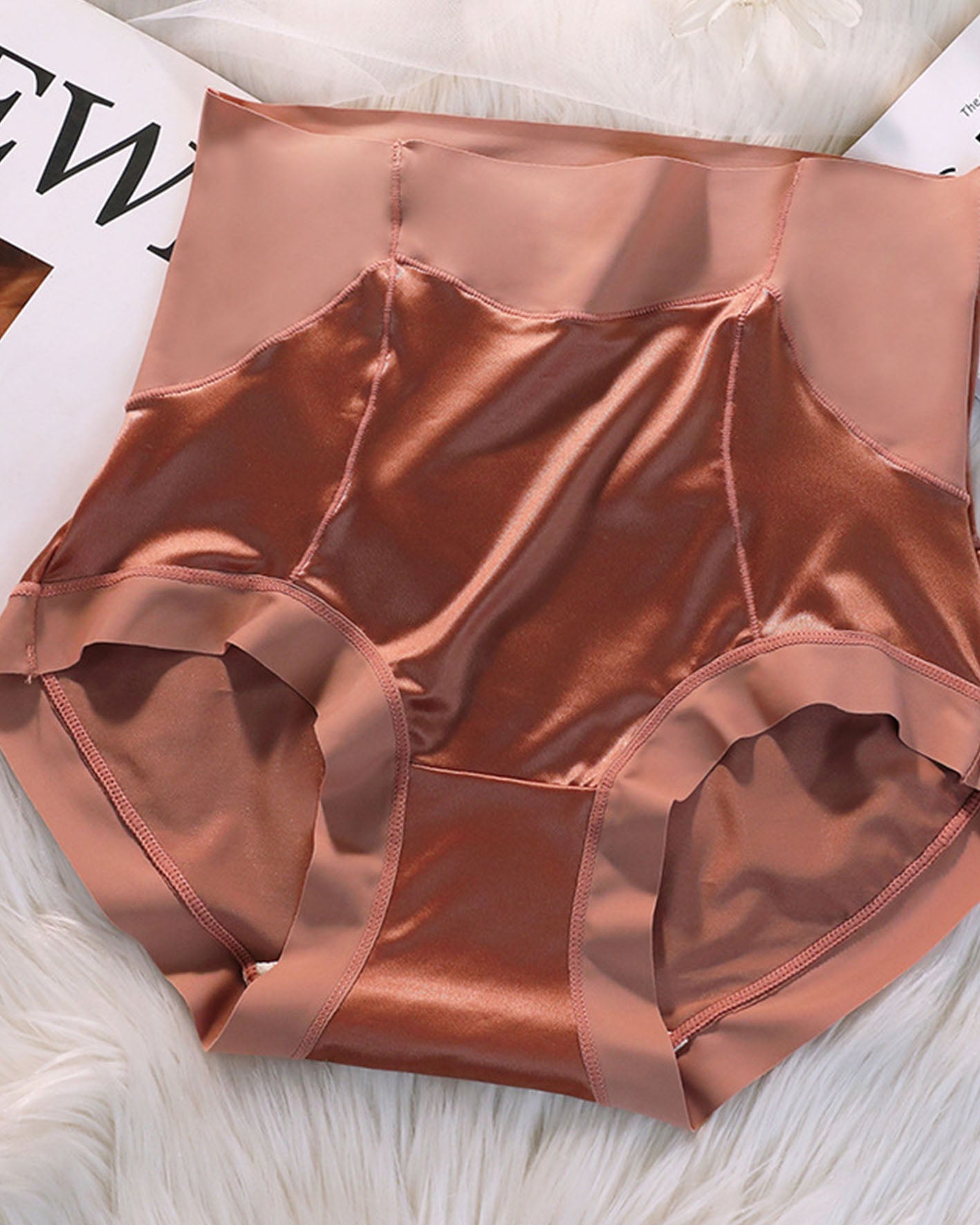 High Waisted Satin Seamless Bare Underwear - By Qivii