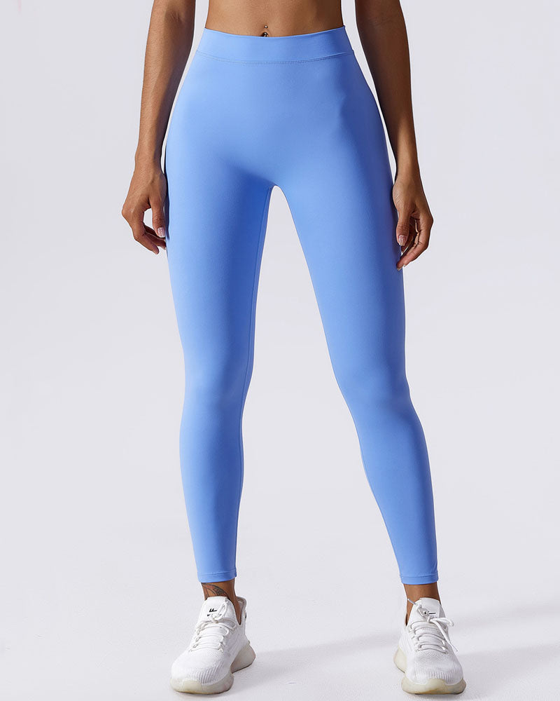 Sculpting V-Back Ruched Leggings Peach Butt Lifting Yoga Pants - By Qivii