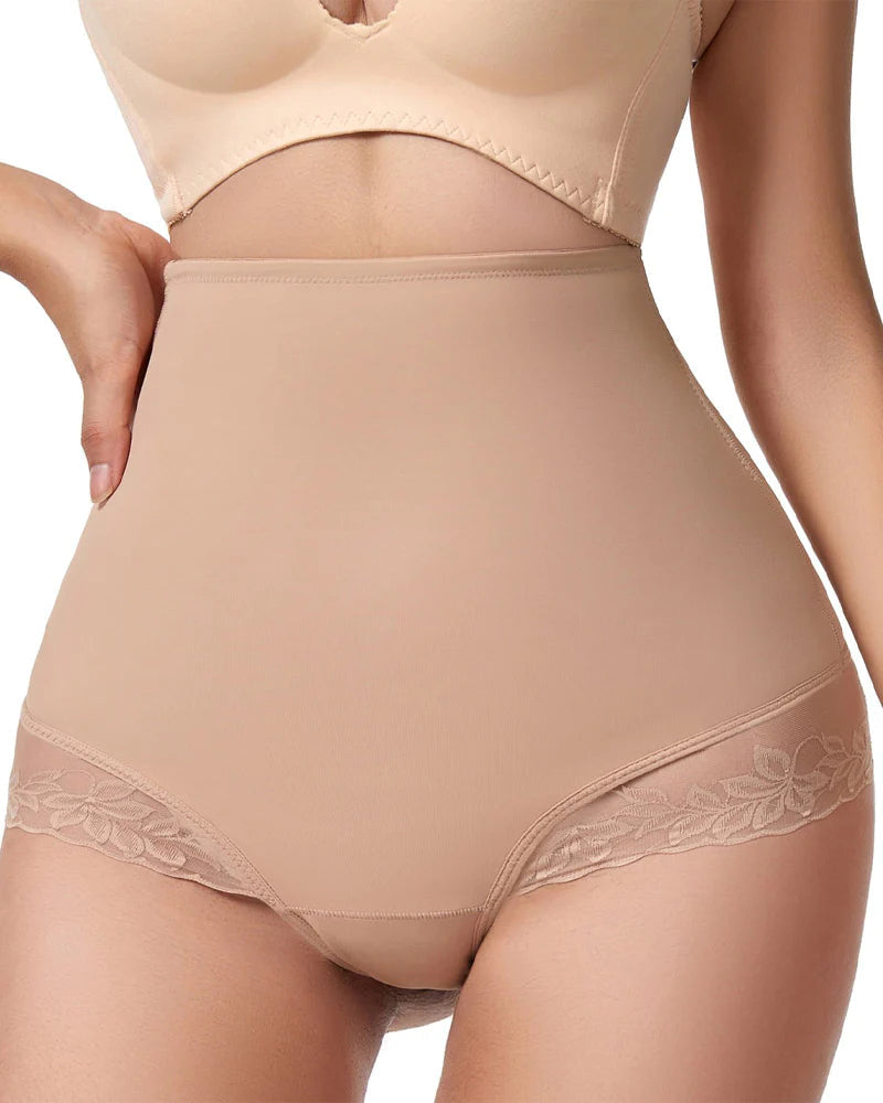 Lace Trim Tummy Control Shaping Shorts Sexy Thong Body Shaper Underwear - By Qivii