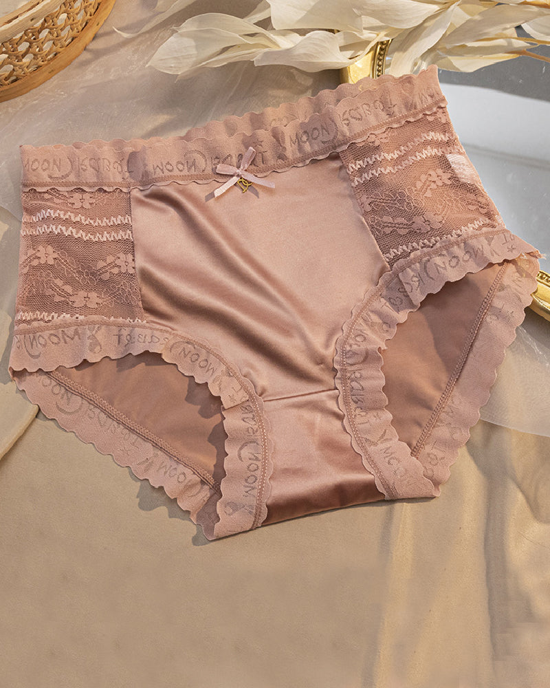 Women's Satin Seamless Ice Silk Mid-waist Briefs Cotton Crotch Butt-Lift Panties - By Qivii
