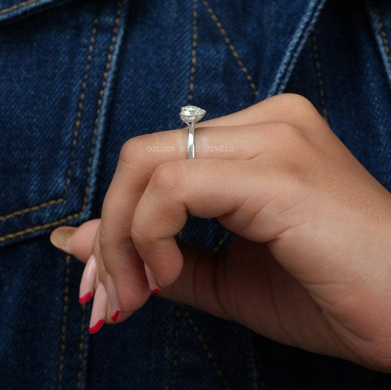 1.00 Carat Heart Cut Moissanite Daily Wear Ring / Hidden Halo Prong Set Fancy Cut Ring For Gift / Heart Cut Anniversary Ring - qivii