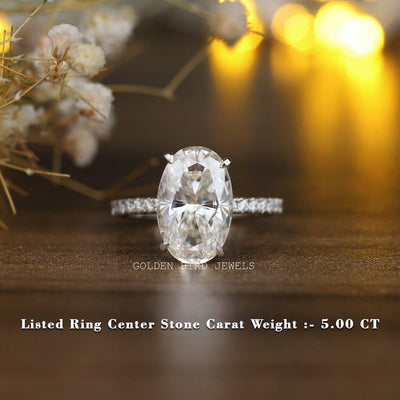 1.00 CT To 5.00 CT Crushed Ice Oval Moissanite Ring / Hidden Halo Engagement Ring / Colorless Moissanite Ring / 14K Yellow Gold Diamond Ring - qivii